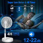 Wireless Folding Desk Fan Telescopic Outdoor Travel Camping Floor Low