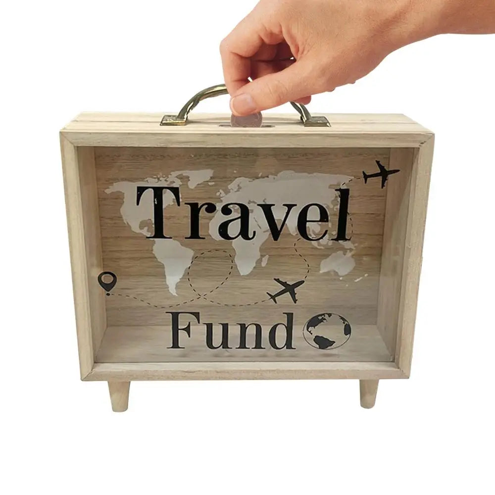 Money Saving Box Coin Saver Wooden Money Bank With Clear Window Reusable Cash Savings Case For Couples Friends Partners Children