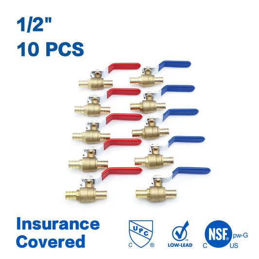 KING SMART Crimp/F1807 PEX 1/2" Full Port PEX Ball Valve; for Hot and Cold Water System; 10Pcs/Case; 80410