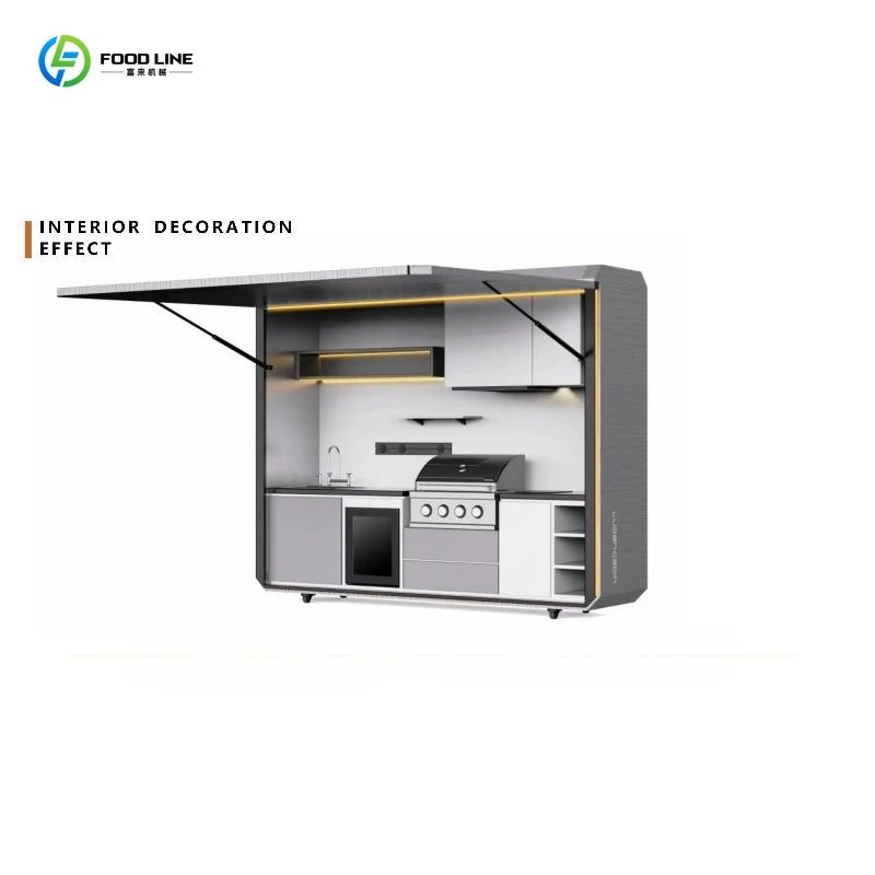 Customized Freestanding Good Quality Multi-Functional Outdoor Kitchen Movable Kitchen Easy Install With Combined Sink and Fridge