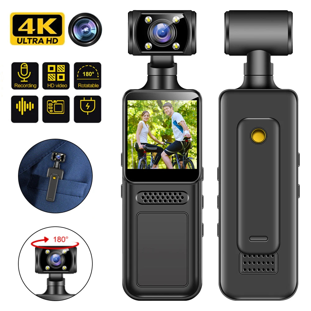 NEW 4K Ultra HD Action Mini Camera 180 Rotatable Vlog Wifi Sports Cam Waterproof Case Helmet Travel Bicycle Driver Recorder