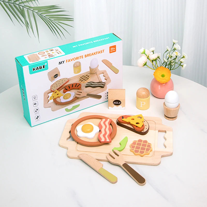 Wooden Kitchen Toys Pretend Play Set Cut Meat Vegetables Simulation Kitchen Playhouse Game Montessori early Educational Toys