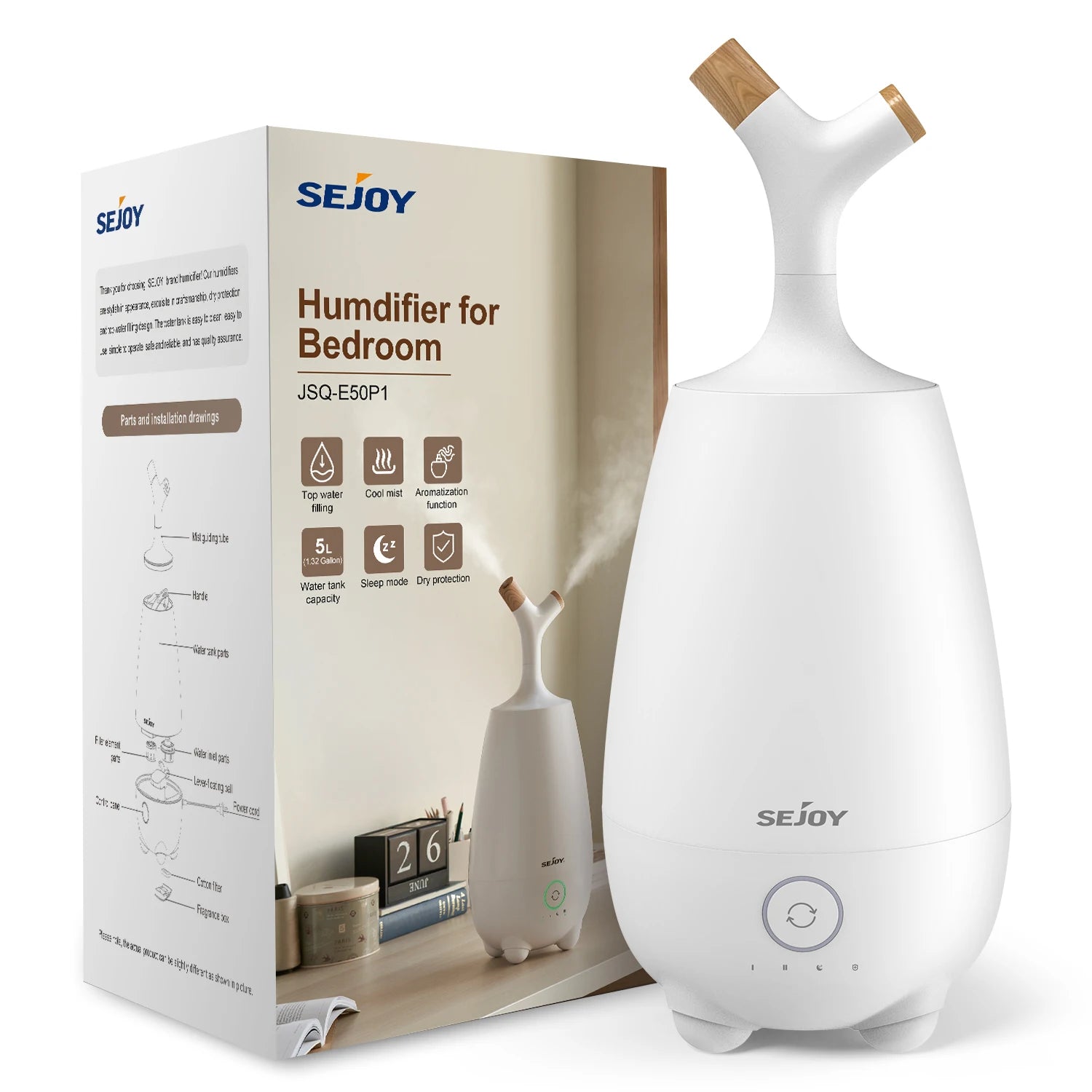 Sejoy Home Aromatherapy Air Humidifier Diffuser for Bedroom 5L Smart U