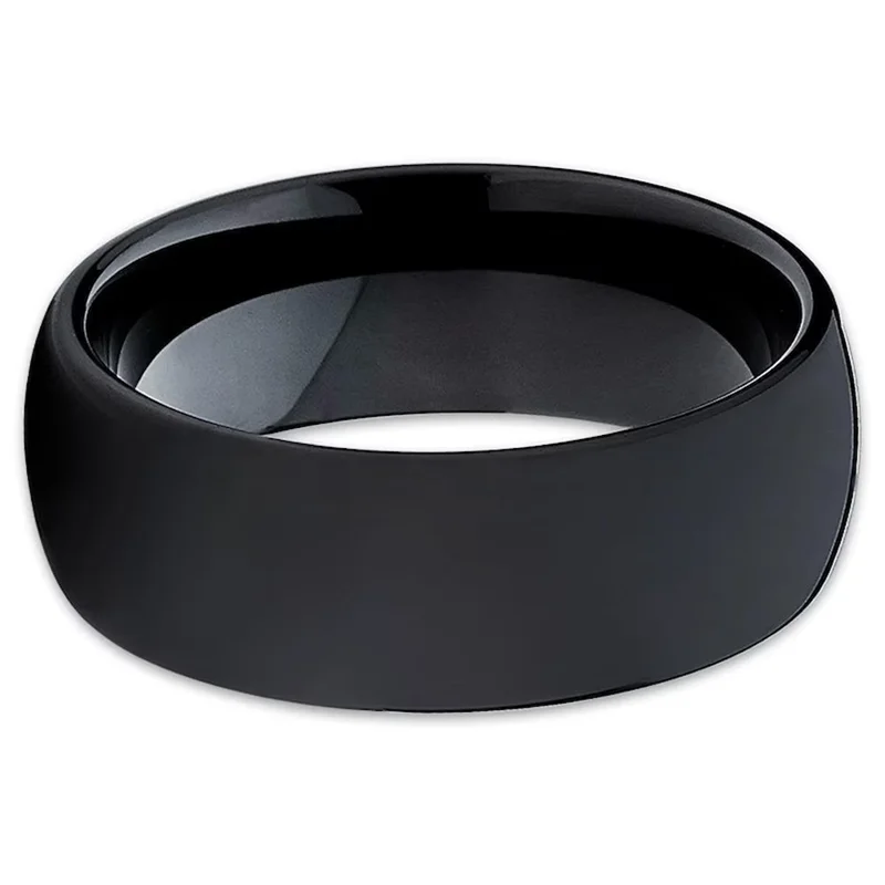 Black Tungsten Carbide Wedding Ring - Matte Finish Comfort Fit Band for Men & Women | AlluCanFind