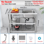 Stainless Steel Sink Kitchen Household Thickened Single Trough with Bracket Wash Basin Sink with Platform Easy Landing