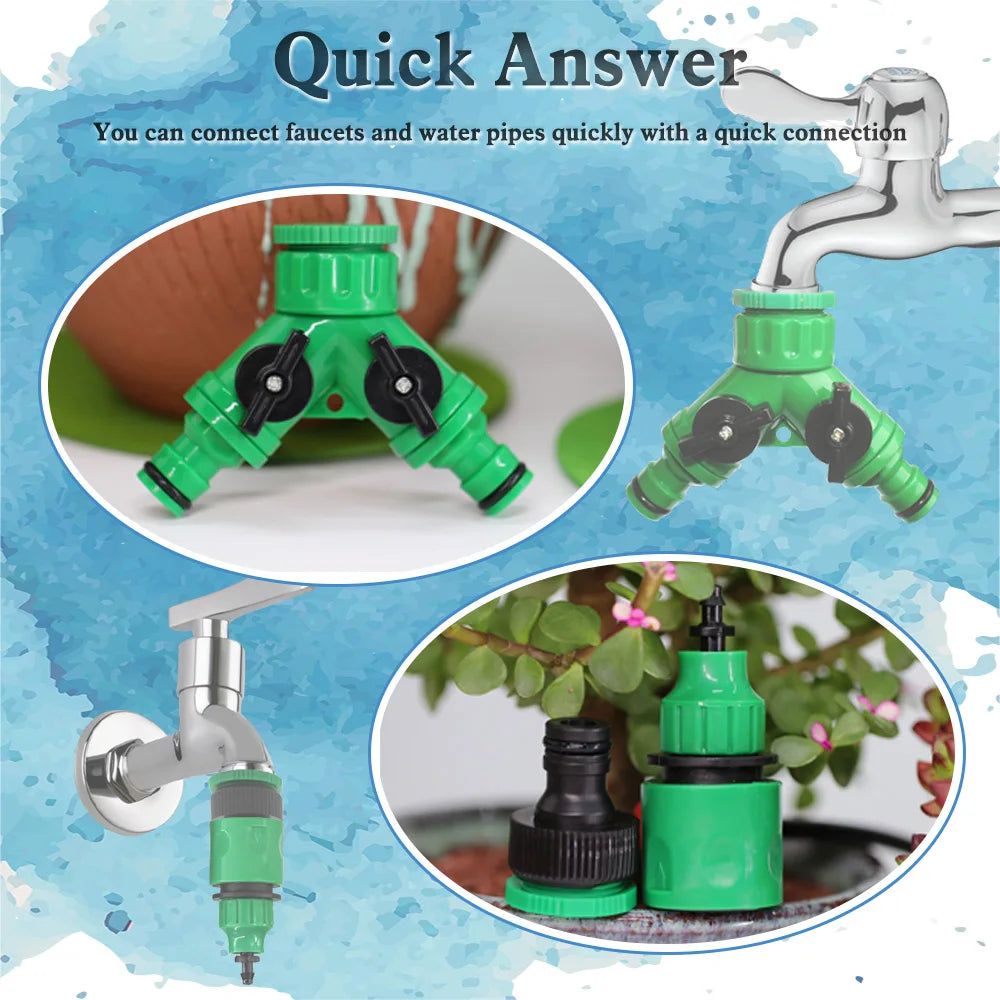 1/4" Hose Drip Irrigation System 360 Degree Adjustable 8 Hole Sprinkler Kit Garden Watering Inserting Ground Micro Flow Dripper