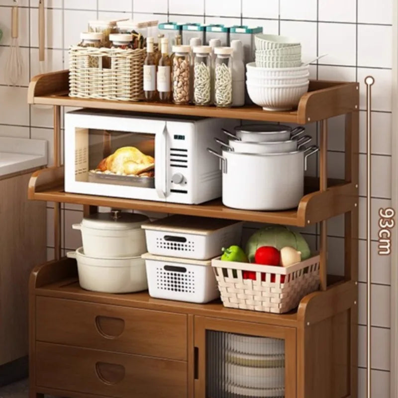 Multifunctional Kitchen Microwave Oven Shelf Multi-layer Storage Rack for Dishes Seasonings Sundries Corner Side Cabinet Organiz