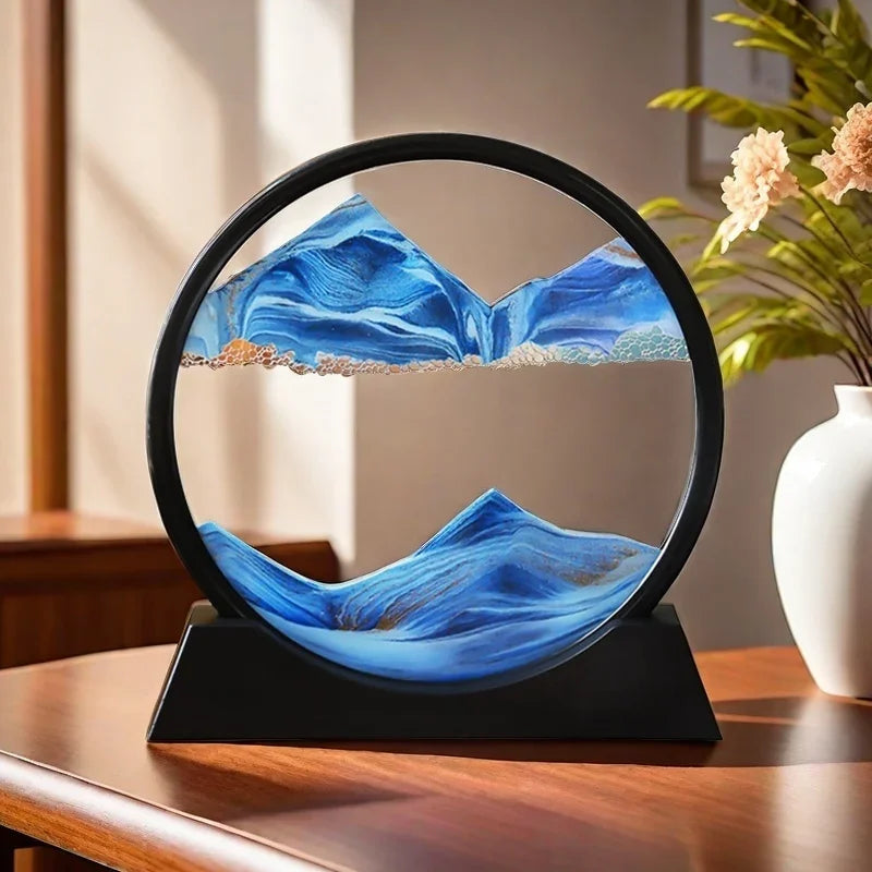 Dynamic flowing sand desktop decoration glass dome, Zen inspired multi-color sand scenery, suitable for home office meditation