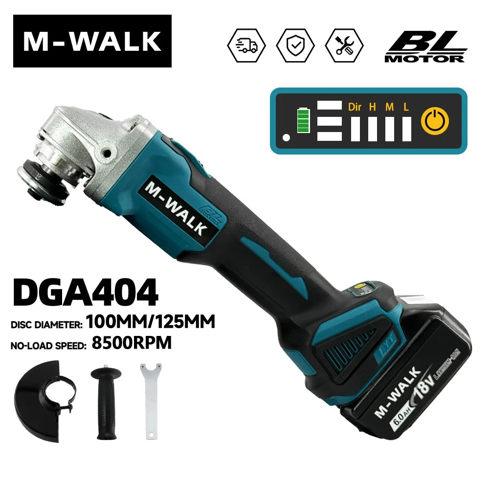 M-WALK 100/125mm Brushless Angle Grinder Polishing Cutting Machine Cordless Angle Grinder Power Tools For Makita 18V Battery Pin