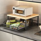 Multifunctional Single-Tier Countertop Storage Rack for Microwave Oven Rice Cooker - Household Kitchen Stand Organizer
