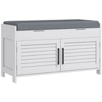 HOMCOM Shoe Bench, Entryway Bench with Cushion, Hidden Compartments, White