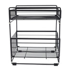Double-Layer Large Storage Rack Space Saving Rack Organizer Hidden Push-Pull Drawers for Sink Countertops Corners
