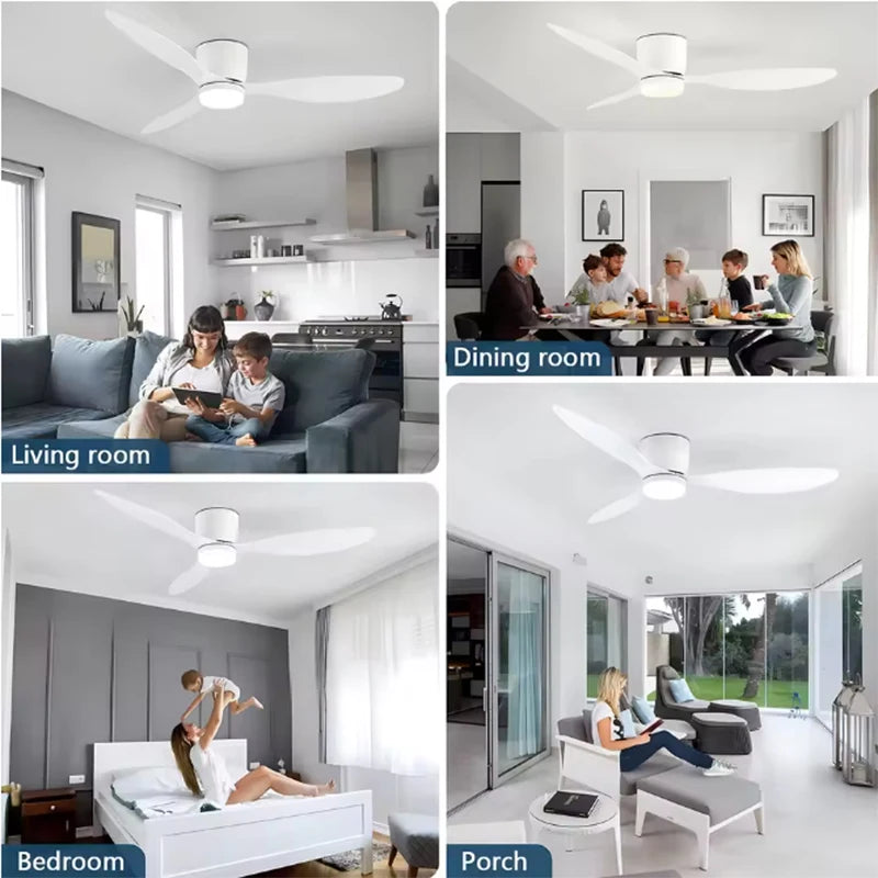 Modern LED Ceiling Fan Lights Low Floor Decorative Lights with Remote