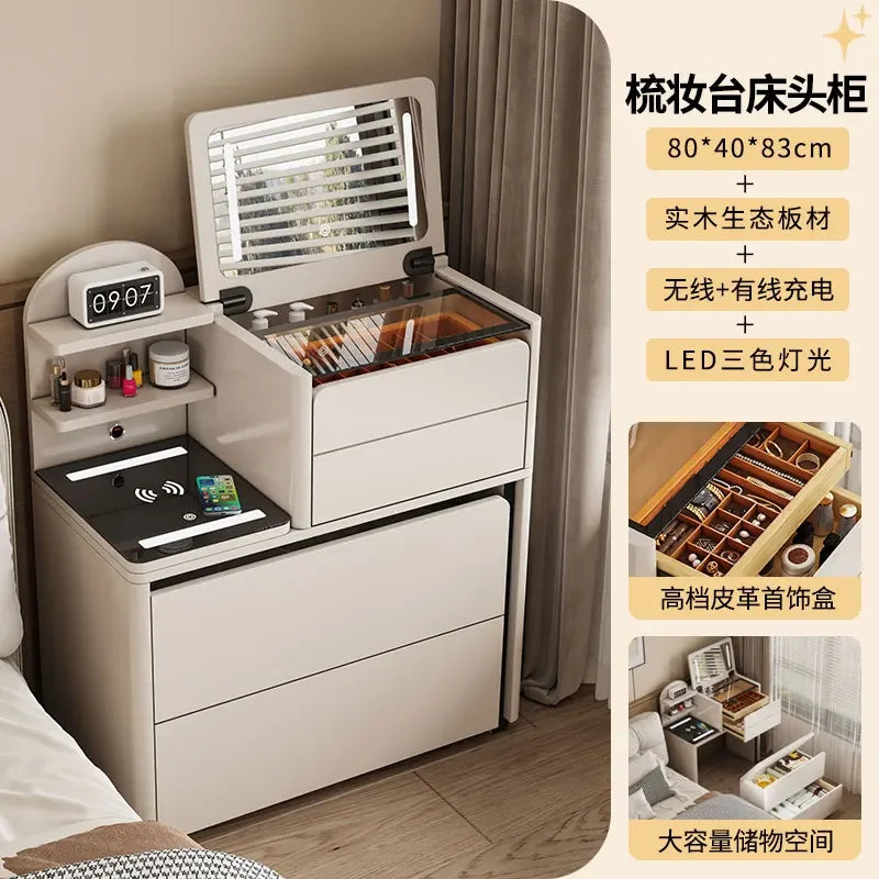 Luxury Small Vanity Tables Mirror Chair Charging Hotel Light Drawers Dresser Makeup Desk White Coiffeuse De Chambre Furniture