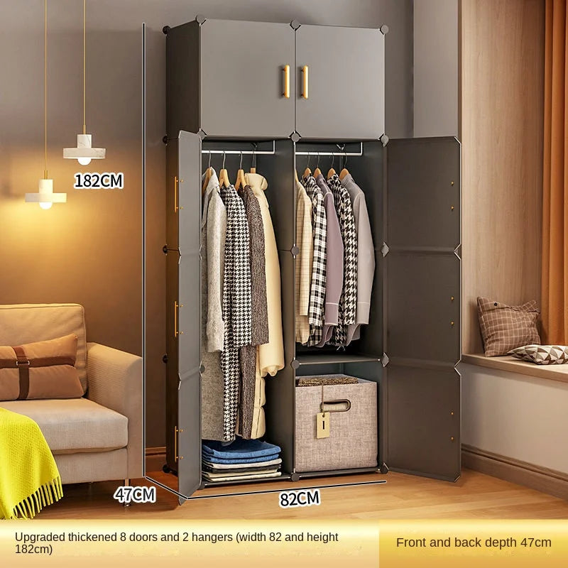 Folding Wardrobe Clothes Cabinets Simple Dressers Cube Storage Locke Closet Plastic Collapsible Sturdy Home Bedroom Furniture