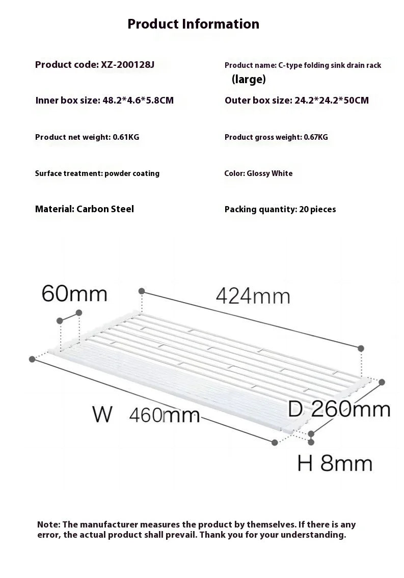 Kitchen Sink Roll Up Drainer Over Sink Over Sink Rack For Dish Cups Folding Dish Dry Rack Kitchen Counter Storage Drain Mats