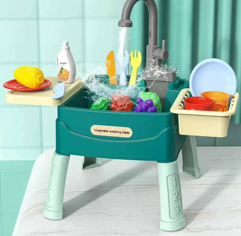 Kids Kitchen Play Sink Toy Set Kitchen Play Sink with Running Water Role Play Housework Early Educational Toy Gift for Boy Girl