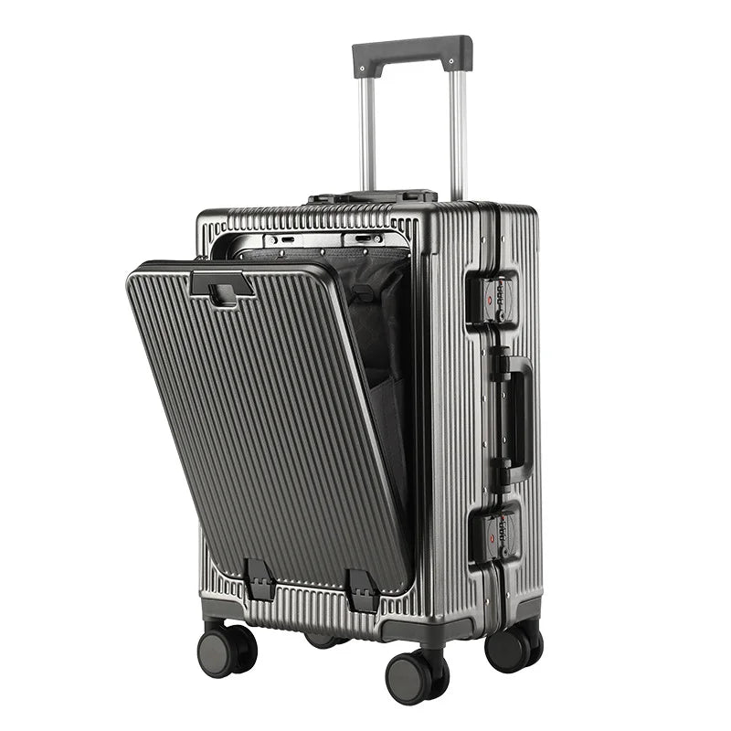 20 Inch Carry On Suitcase - Front Opening, Spinner Wheel, USB Charging, TSA Lock, Travel Luggage | AlluCanFind
