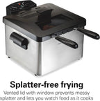 Electric Deep Fryer with 2 Baskets and Lid, 4.5 Liters / 19 Cups Oil Capacity, Temperature Control, View Window,