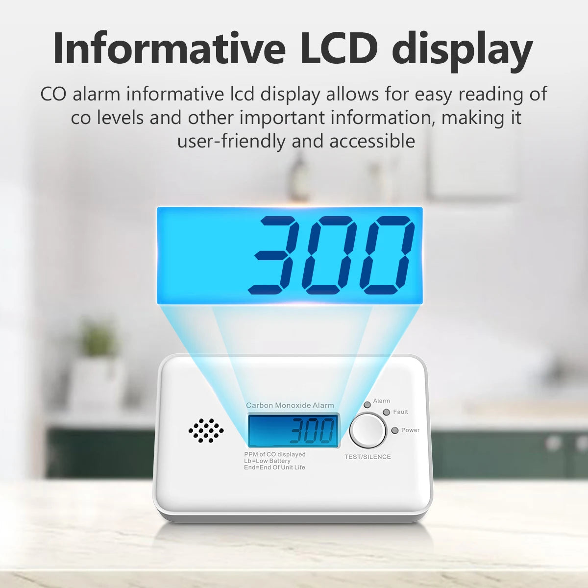 IMOU Smart Standalone Carbon Monoxide Alarm Indoor CO Detector with Replaceable Battery 85DB Buzzer Informative LCD display