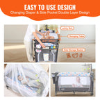 SucceBuy Baby Bassinet 77 pounds Load Capacity Easy to Fold Portable Bassinet Bedside Sleeper with Storage Basket and Wheels