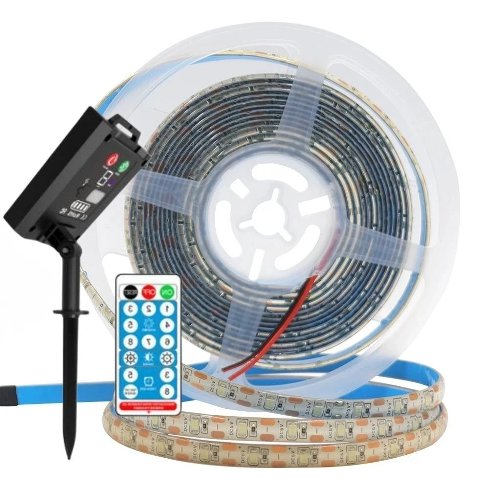 Solar LED Strip With Remote IP65 Waterproof 5V 2835 60Leds White/Warm White Flexible Ribbon Lamp Outdoor Courtyard Garden Light
