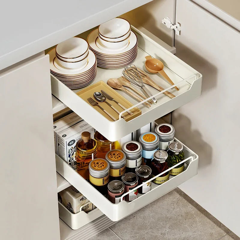 Kitchen Storage metal holdetr with Slide Rails Pull-out Drawer Storage Tray Spice Storage Rack  kitchen accessories organizer