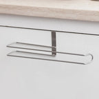 1 Piece Stainless Steel Kitchen Paper Towel Rack Card Holder Plastic Wrap Storage Cabinet Hanger No Punch Required Hanging Kitch