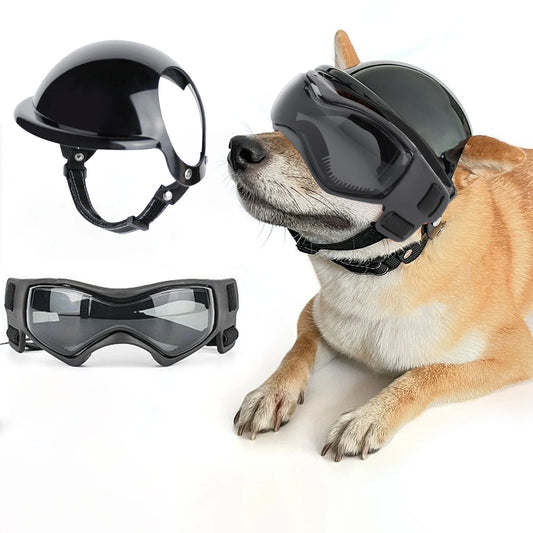 Protective Dog Helmet & Goggles Set for Biking & Outdoor Safety