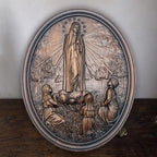 Our Lady Of Fatima Wood Decor Miracles Plate Mary Apparition Holy Plate Christmas Easter Wood Carving Pendant Wooden Ceremony