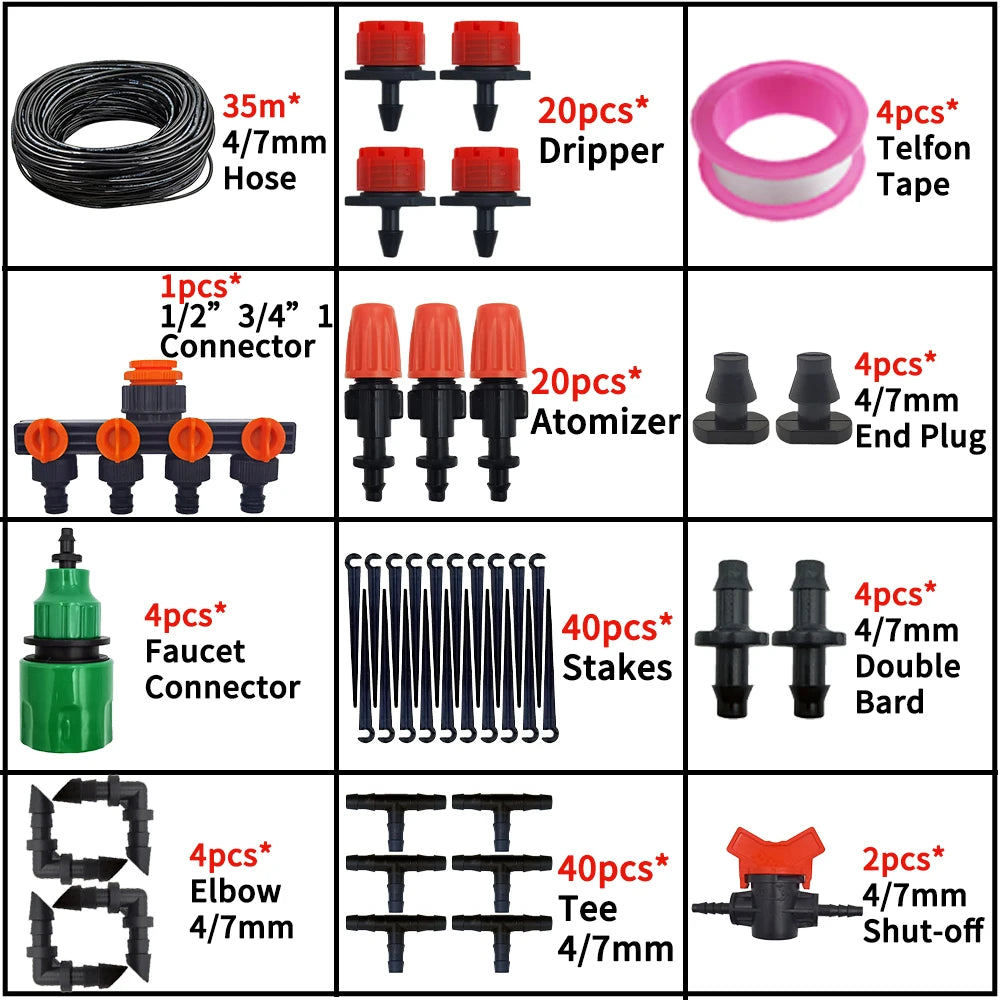 Oasis 5-50M Garden Micro Drip Irrigation Automatic Watering System Kit Controller DIY Mist Spray Cooling for Potted Plants Tools