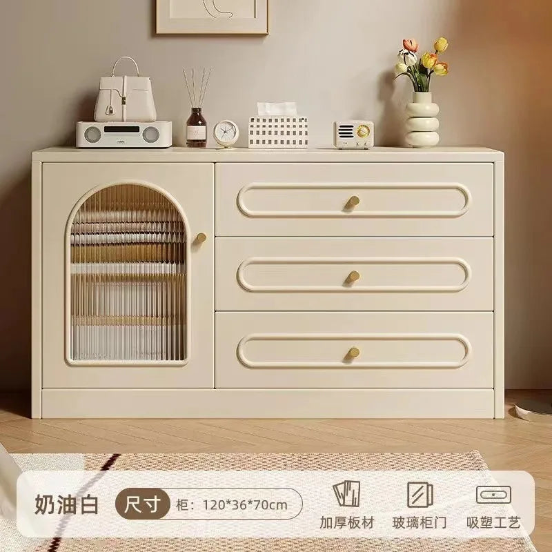 New Cream Style Dresser Bedroom Minimalist Modern Bedside Table Dresser Storage Cabinet Integrated Makeup Table