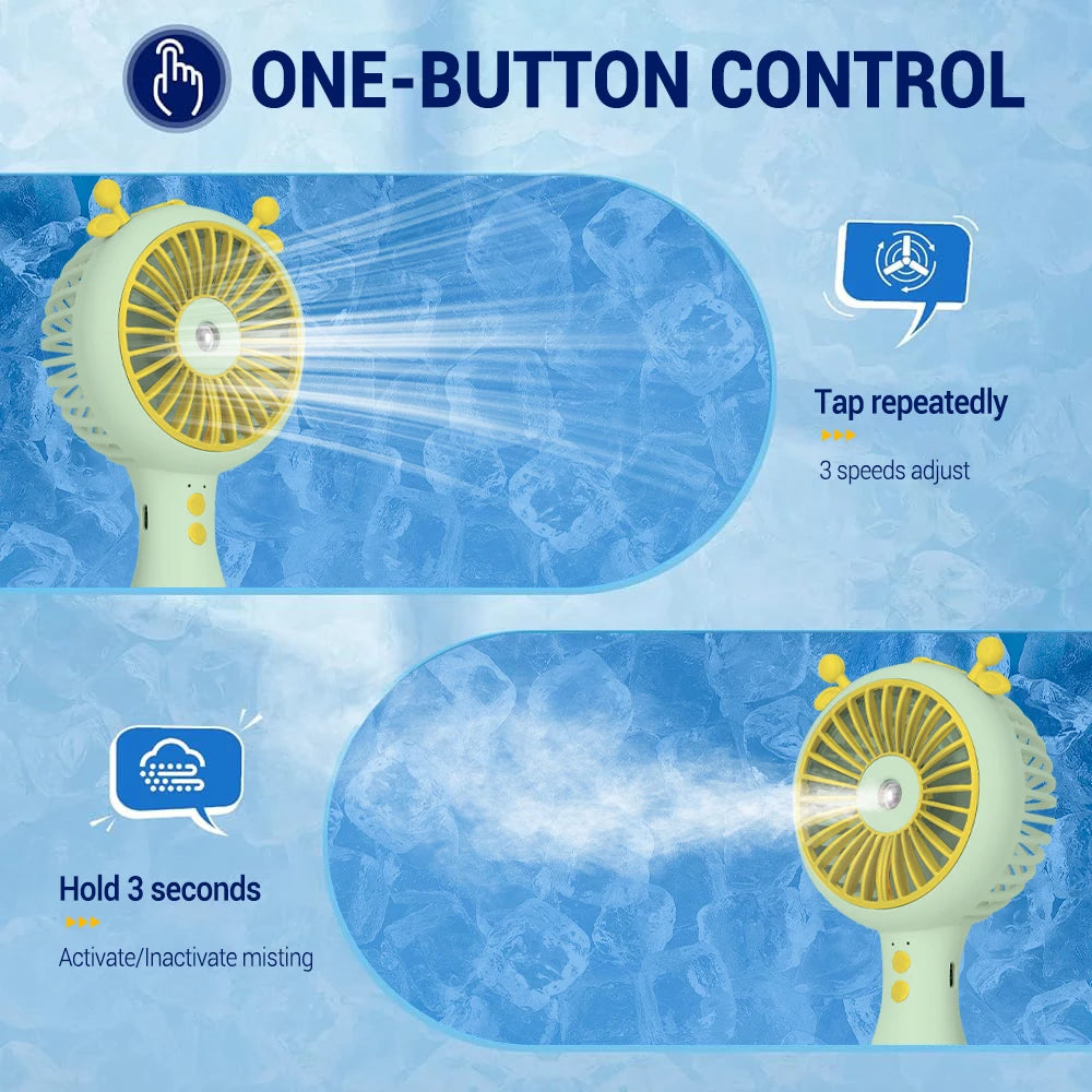 Portable Handheld Fan Water Spray Mist Fan Mini Desktop Cooling Humidi