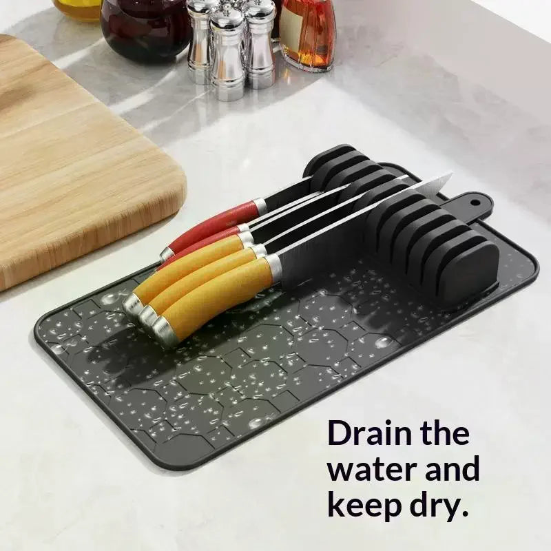 Silicone Knives Organizer Kitchen Knife Holder Detachable Cutlery Anti Slip Pad 10 Slots Knives Holder Home Kitchen Accessories