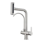 Waterfall Faucet Multi-functional 4 Mode pure Hot Cold Water Kitchen Faucet Sprayer Sink Wash Tap 360° Rotation gun gray Brushed
