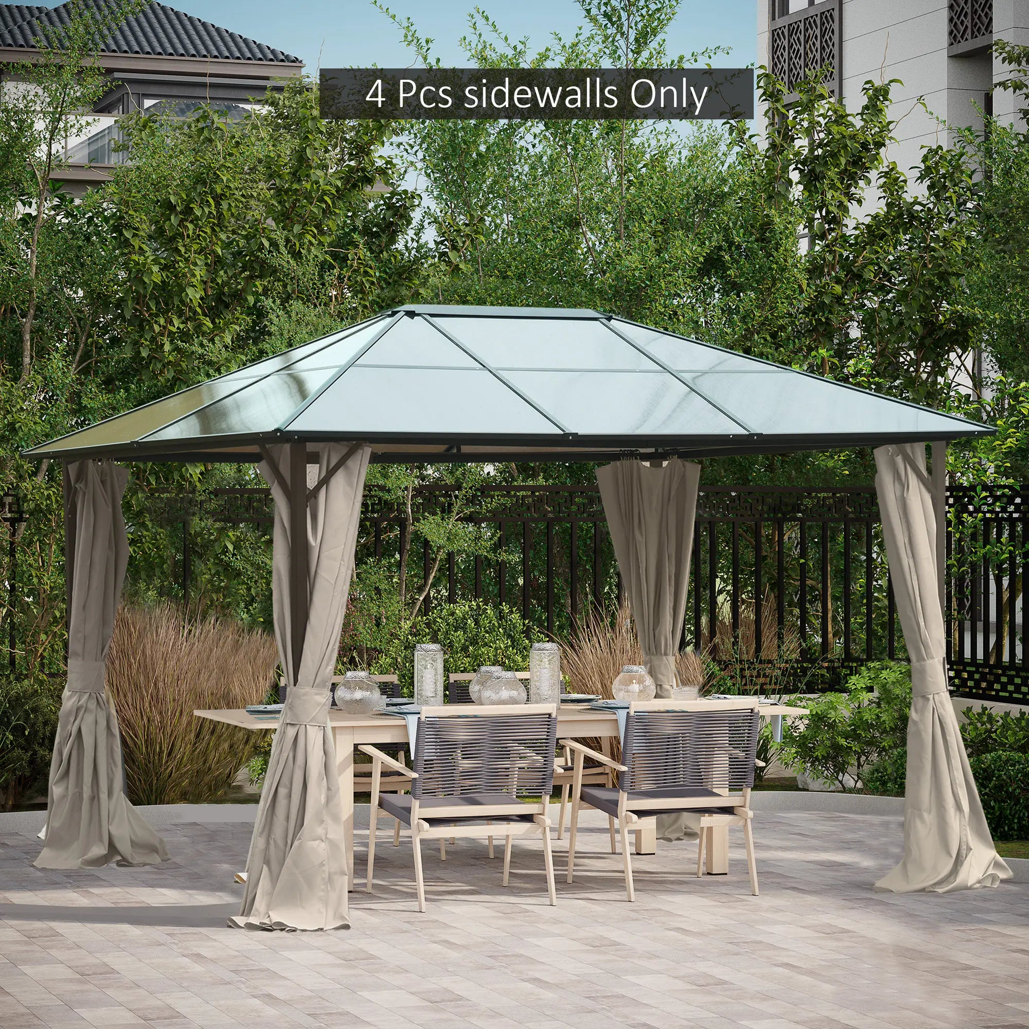 130.75" X 80.75" Universal Pergola Curtain Kit W/ Hooks/C-Ring Included, Beige