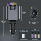 5-In-1 Car 45W Retractable Phone Charger with Type C PD Cable Aromatherapy Essential Diffuser Roof Starlight For IPhone Andriod