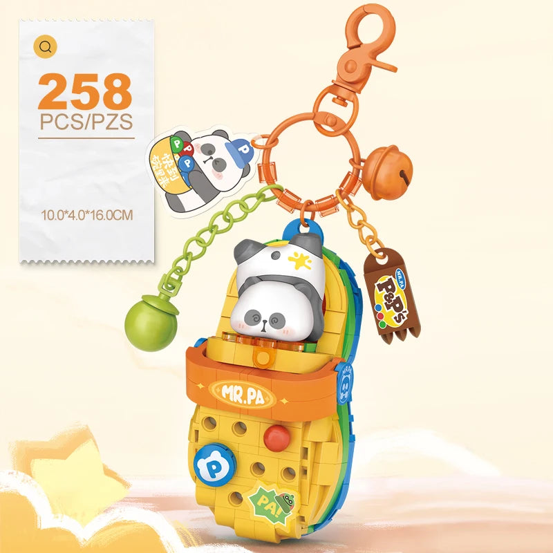 LOZ Panda Big Head Shoes Keychain Model Assembly Toy Home Creative Ornament Building Blocks Set Boys and Girls Birthday Gift