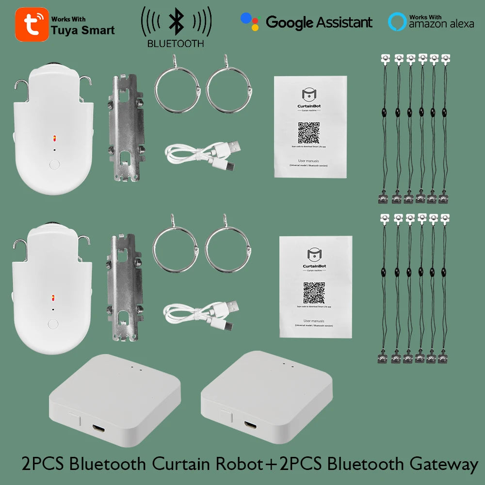 LifeLibero Tuya Smart Curtain Robot Bluetooth Curtain Motor Smart Life Fit to Electric Curtain Rail Track Rod I U Support Alexa