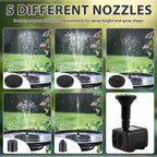 2.5W Solar Fountain Pump Bird Bath Garden Pool Pond Waterfall Fountain Solar Panel Powered Water Pump with 9 Nozzles