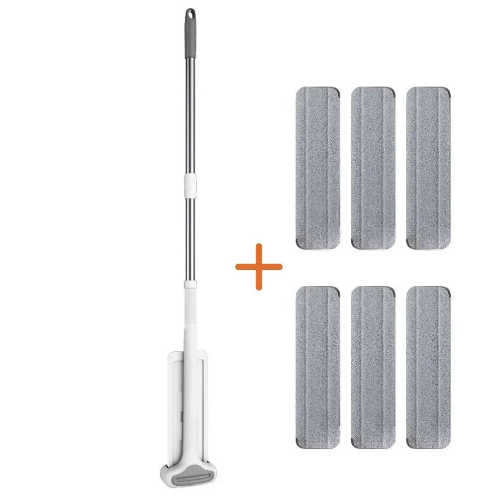 Flat Squeeze Mop with Folding Bucket Hand Free Washing Microfiber Replacement Pad Automatic Spin mops floor house cleaning