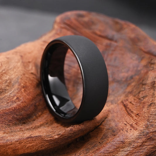 Black Tungsten Carbide Wedding Ring - Matte Finish Comfort Fit Band for Men & Women | AlluCanFind