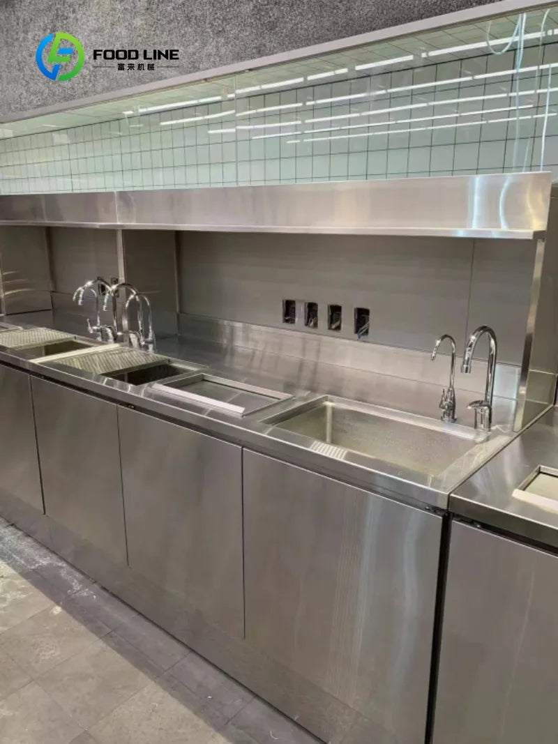 Custom Commercial Kitchen Work Table Stainless Steel Prep Table for Food Processing and Cooking Area