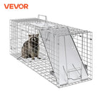VEVOR 24/31/42/50in Live Animal Cage Trap Folding Humane Cat Trap Galvanized Iron with Handle for Rabbits Squirrels Groundhogs