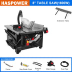 HASPOWER 8 Inch Woodworking Table Saw Portable  Wood Cutting Machine