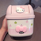 Cute Kt Cartoon Flip Top Desktop Trash Can Cute Mini Storage Bin Office Home Desk Waste Basket Creative Kids Children Gift