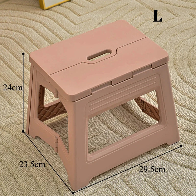 Lightweight Folding Step Stool Multi Purpose Handheld Thickened Footstool Non-Slip Plastic Small Benches Kitchen