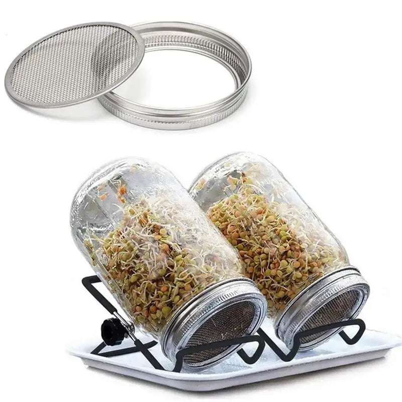Seed Sprouting Lids Mesh Screen Strainer Filter Stainless Steel Glass Germinator Seed Sprouter Germination Cover For Mason Jars