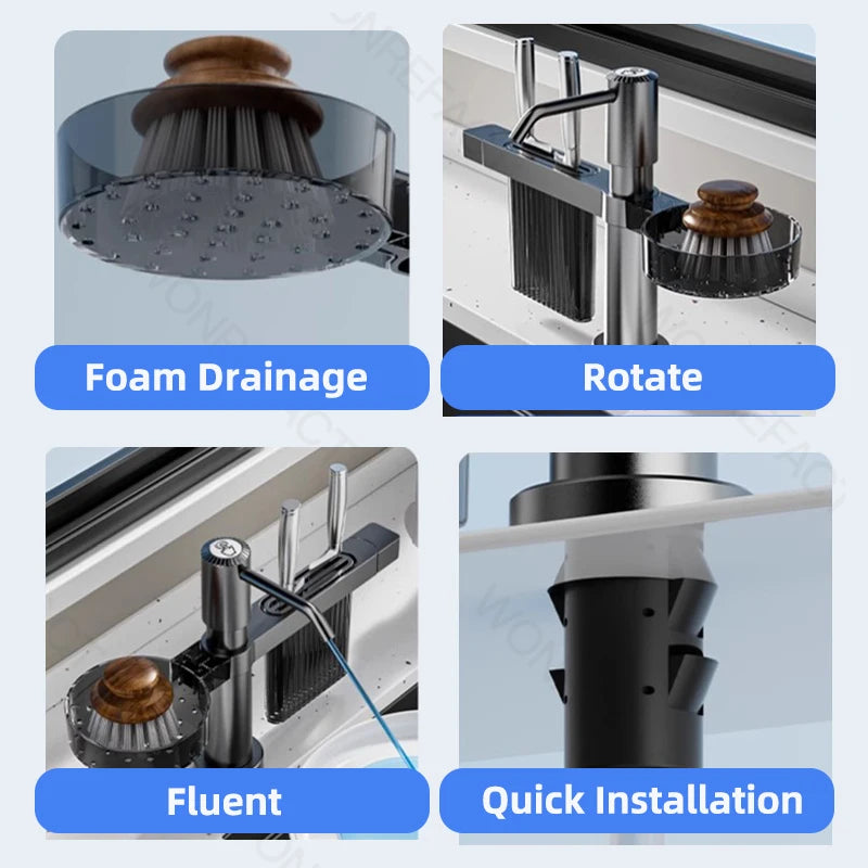 Kitchen Soap Dispenser With Knife Holder And Storage Rack Kitchen Sink Tools Extension Tube Detergent Soap Dispense