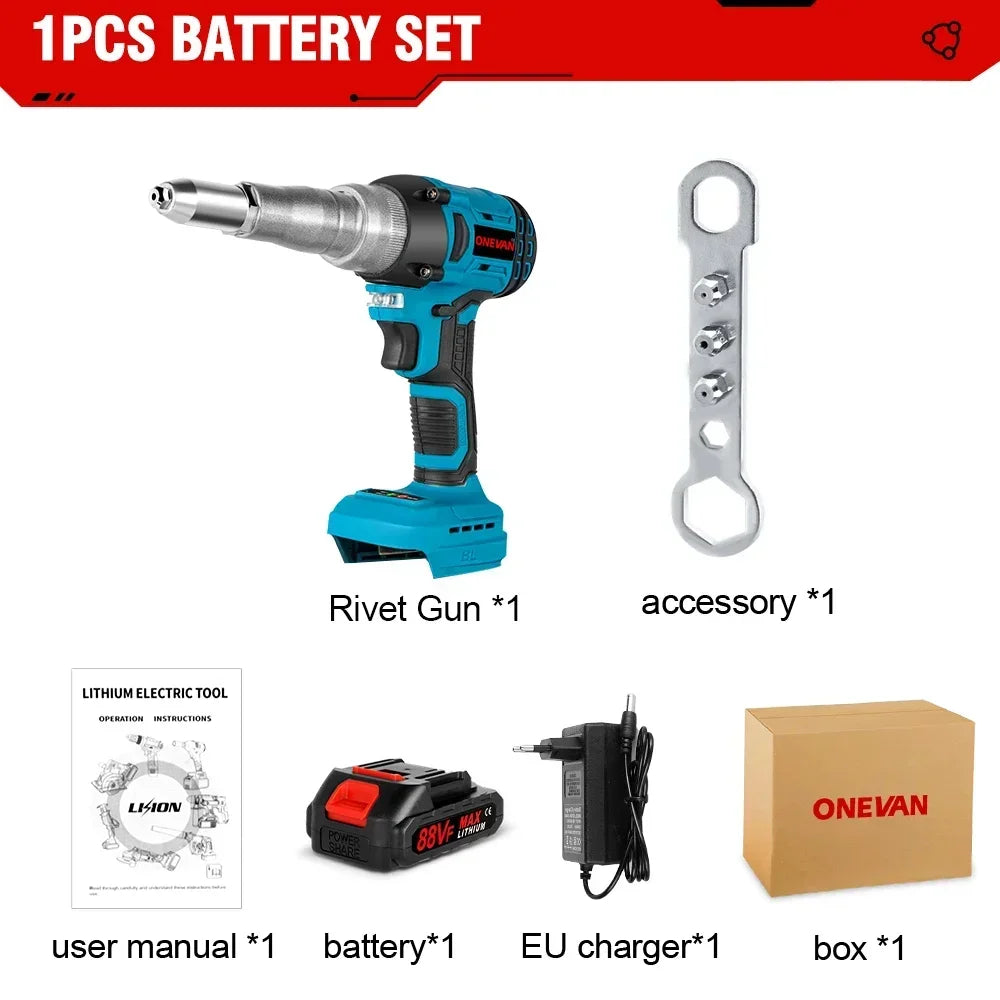 20000N Brushless Electric Rivet Gun 720W 2.4-5.0mm Cordless Rivet Nut Gun Drill Insert Auto Riveting Tool For Makita Battery Pin
